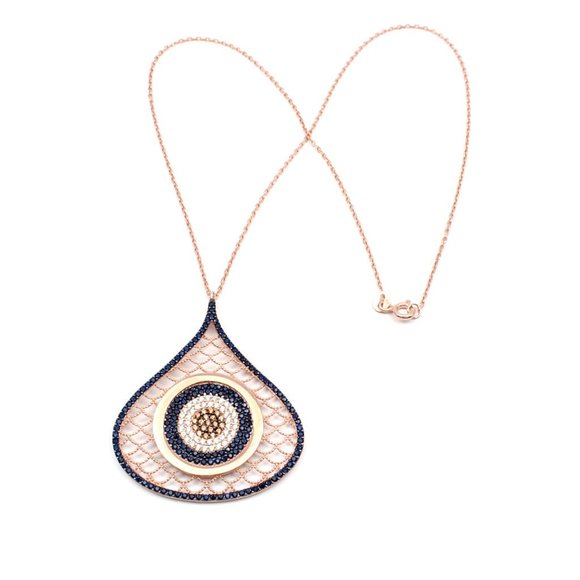 WATER DROP FILIGREE DESIGN 925 SILVER NECKLACE - Picture 3 of 3